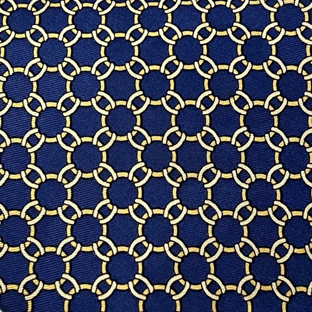 Tommy Hilfiger 100% Silk Designer Tie Blue‎ Geometric Preppy Necktie US-Made